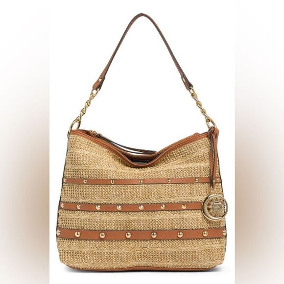 Jessica Simpson Lacey Faux Leather Hobo Bag in Natural Straw - Picture 14 of 16